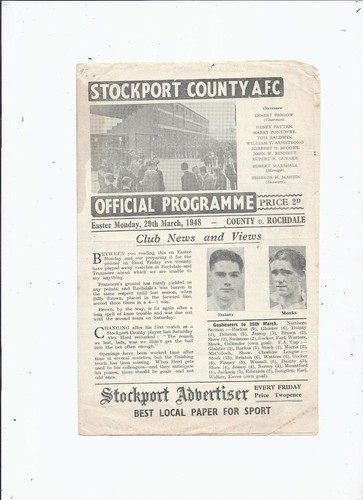 Stockport County gegen Rochdale 29. März 1948 ANGEBOT