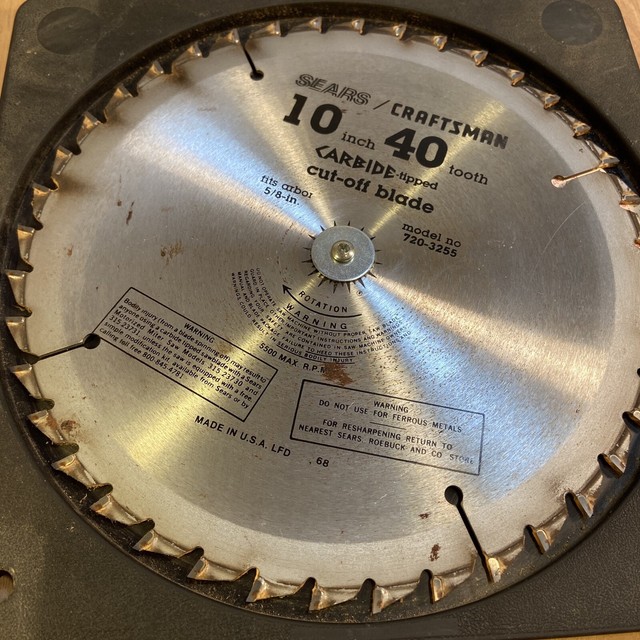 Vintage Sears / Craftsman 10 Inch 40 Tooth Carbide Tipped CutOff Blade