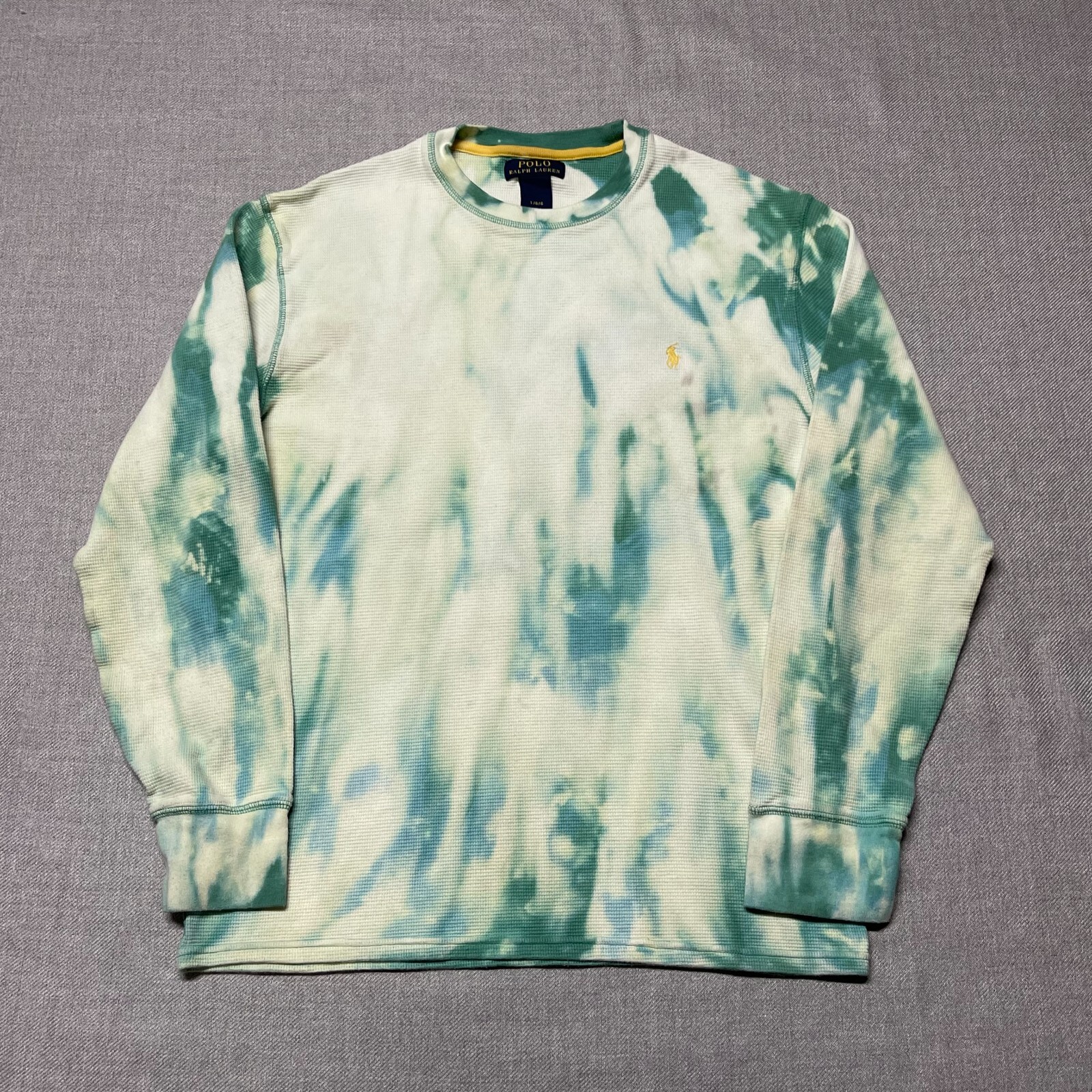 Polo Ralph Lauren camicia uomo grande verde logo pigiama termica giallo pony