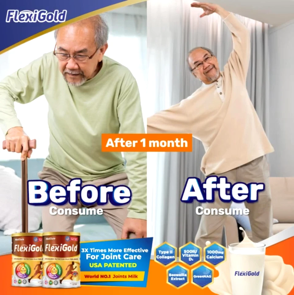 FlexiGold 牛奶 - 膝关节疼痛背痛 (800g) 背痛强化骨骼 — 第 3/4 张图片