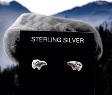 Solid 925 Sterling Silver Heartline Zuni Bear Stud Earrings