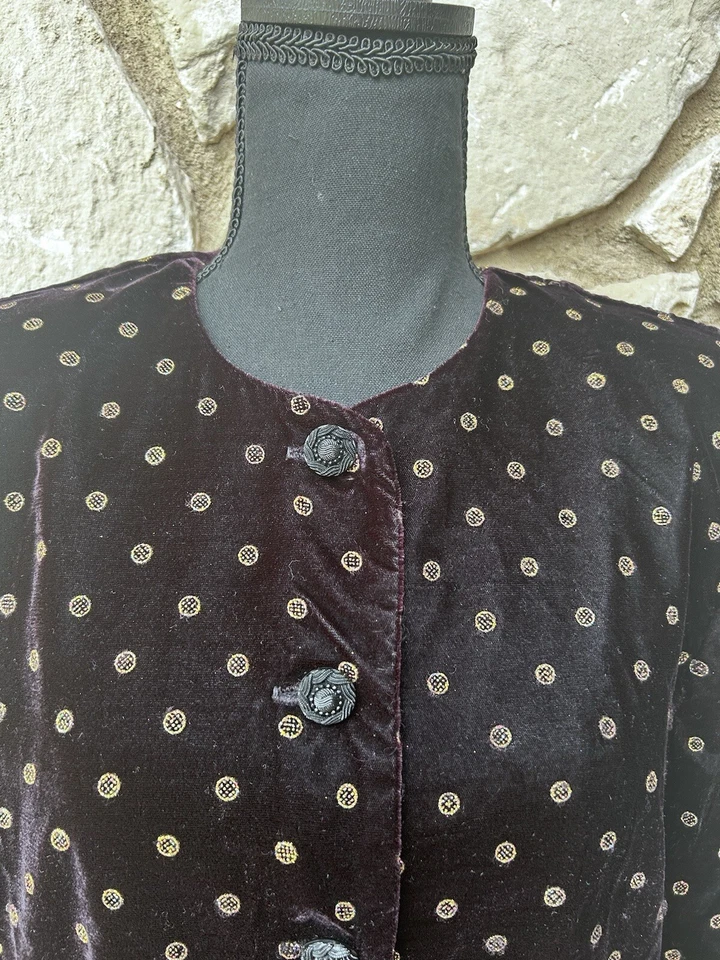 Chaqueta Elegante De Colección Norton McNaughton 8 Púrpura Profundo Terciopelo Brillo Acento EC Foto 2 de 4