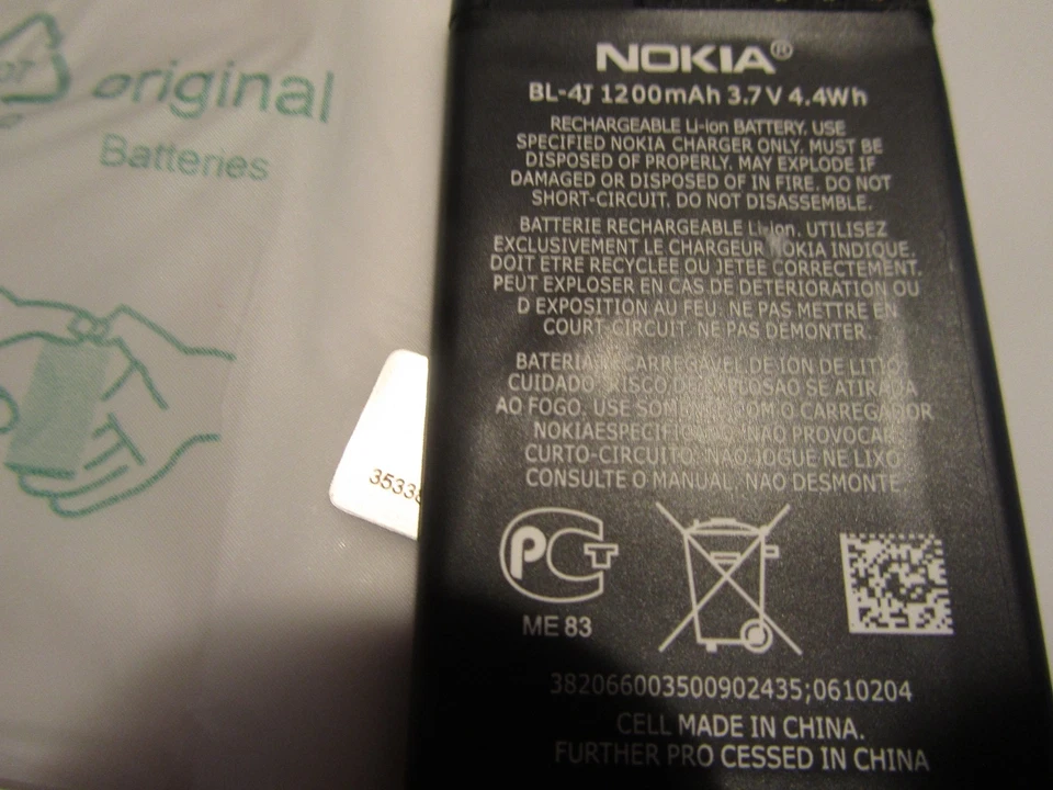 BATERÍA ORIGINAL NOKIA BL-4J Li-ion BL4J C6 C6-00 C600 Lumia 620 Foto 3 de 3