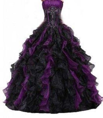 Purple and Black Ball Gowns Wedding 
