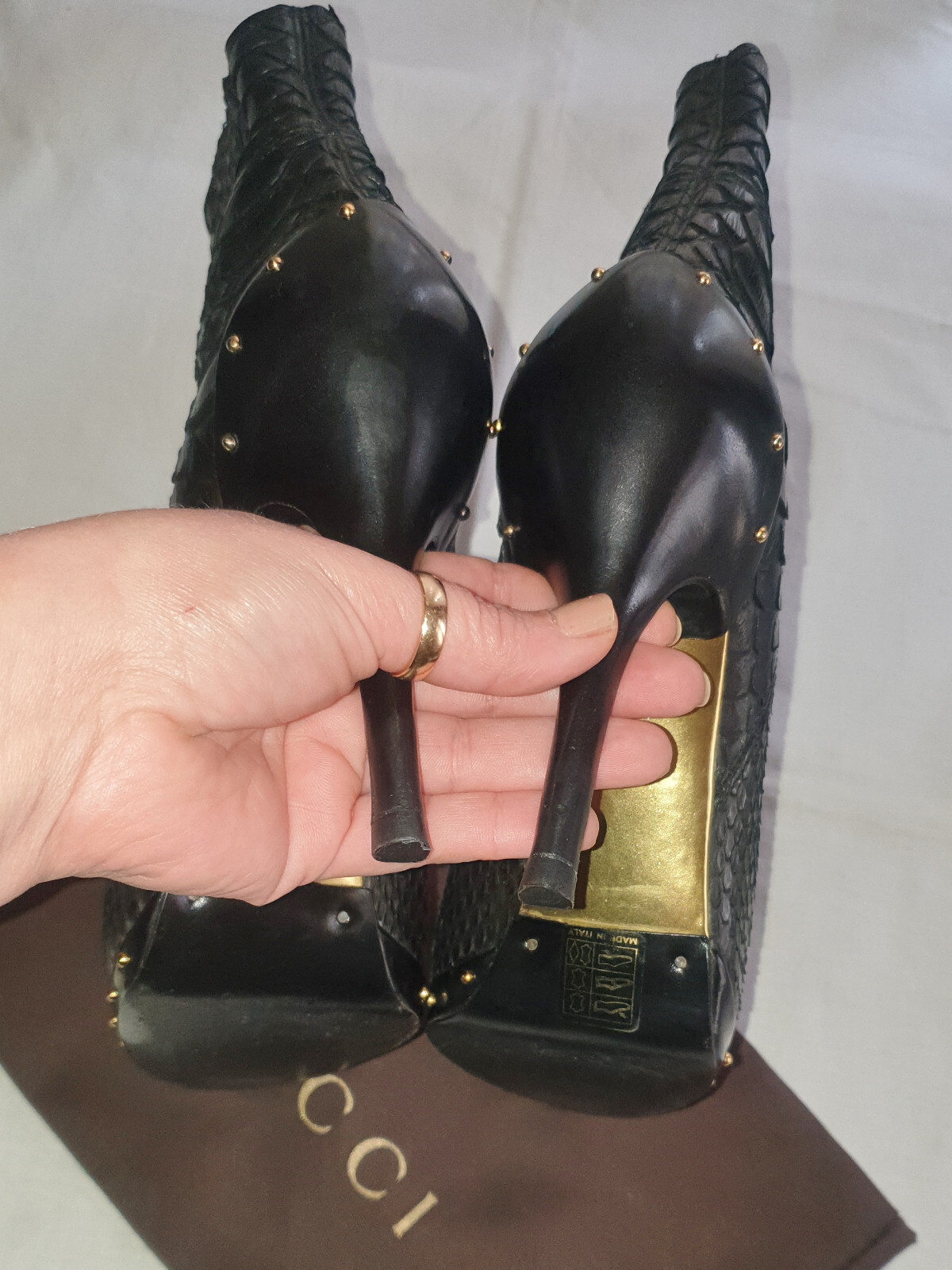 GUCCI ~ Tom Ford era RARE Real ANACONDA ankle boots ~US:7.5 ; EU:37.5 *AUTHENTIC image 10