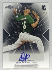 2021 LEAF PERFECT GAME BRENNAN PHILLIPS BLACK PAPER AUTO # 5/50