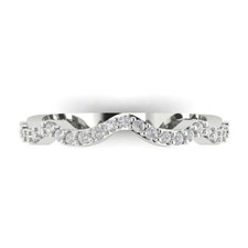 0.23 ctw Zirconia Diamond Women's Wedding Band  Stackable 14K White Gold Ring