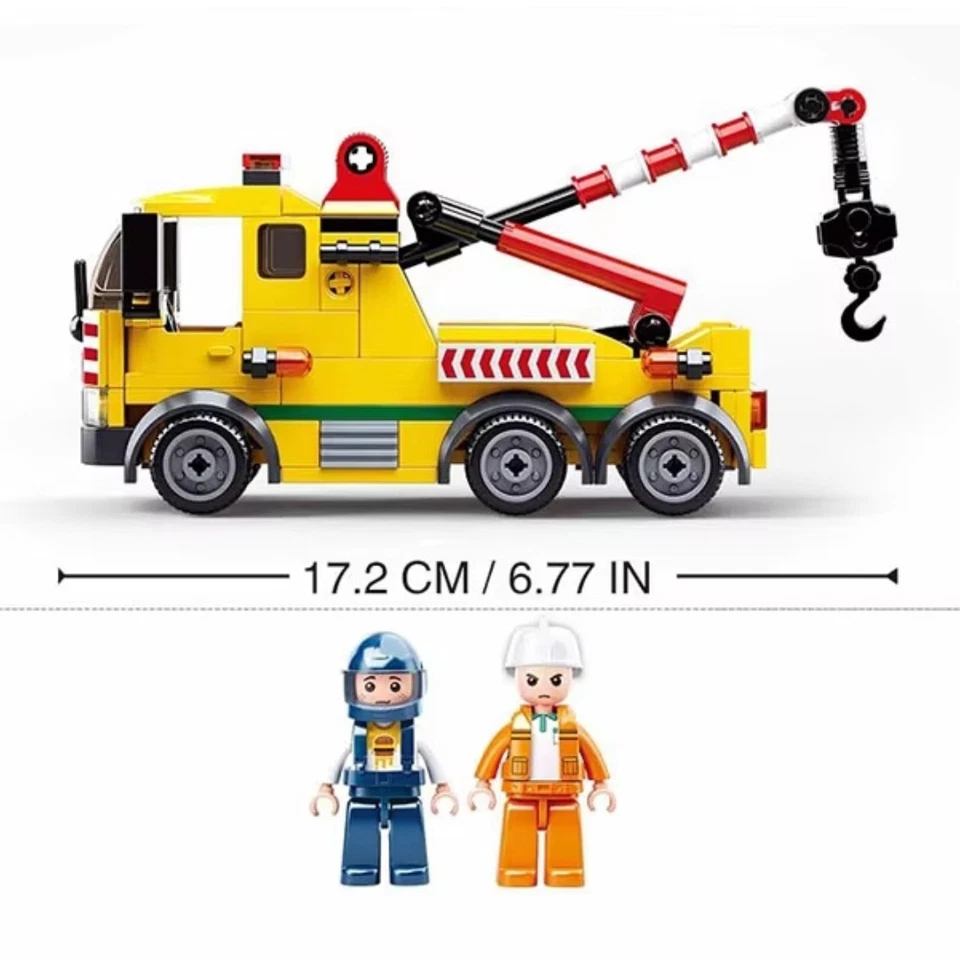 Sluban Recovery Tow Truck + Motorbike + Figures Building Blocks 205 pcs *NEW* - Image 3 of 4