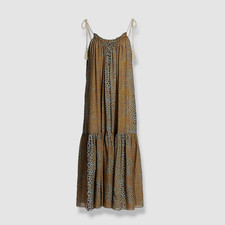 $445 Ulla Johnson Women's Brown Cari Tiered Coverup Midi Dress Swimwear Size L
