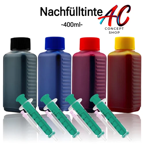 4 Farb Profi Nachfülltinte für alle Epson Drucker 400ml in bester Tintenqualität