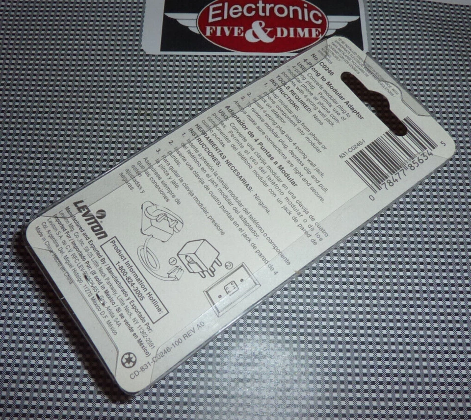 Телефонный 4-штырьковый модульный адаптер RJ-11 для стандартного винтажного или вращающегося телефона - Изображение 2 из 2