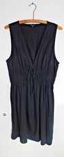 Madewell Sophia Deep-V Mini Dress Black L Linen Blend