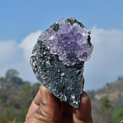 HIMALAYAN LEMURIAN SEED NIRVANA ICE AMETHYST QUARTZ ELESTIAL CRYSTAL ON MATRIX.