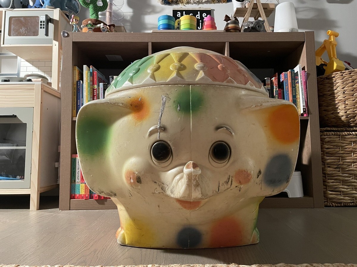 Vintage Edward Mobley MCM Elephant Blow Mold Toy Chest Hamper