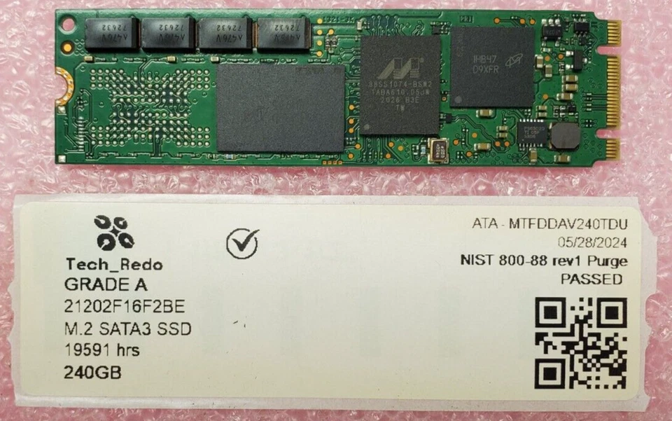 4x Dell EMC MTFDDAV240TDU 240GB M.2 SATA Solid State Drive P/N: 0T2GFX SSDs - Image 4 of 4