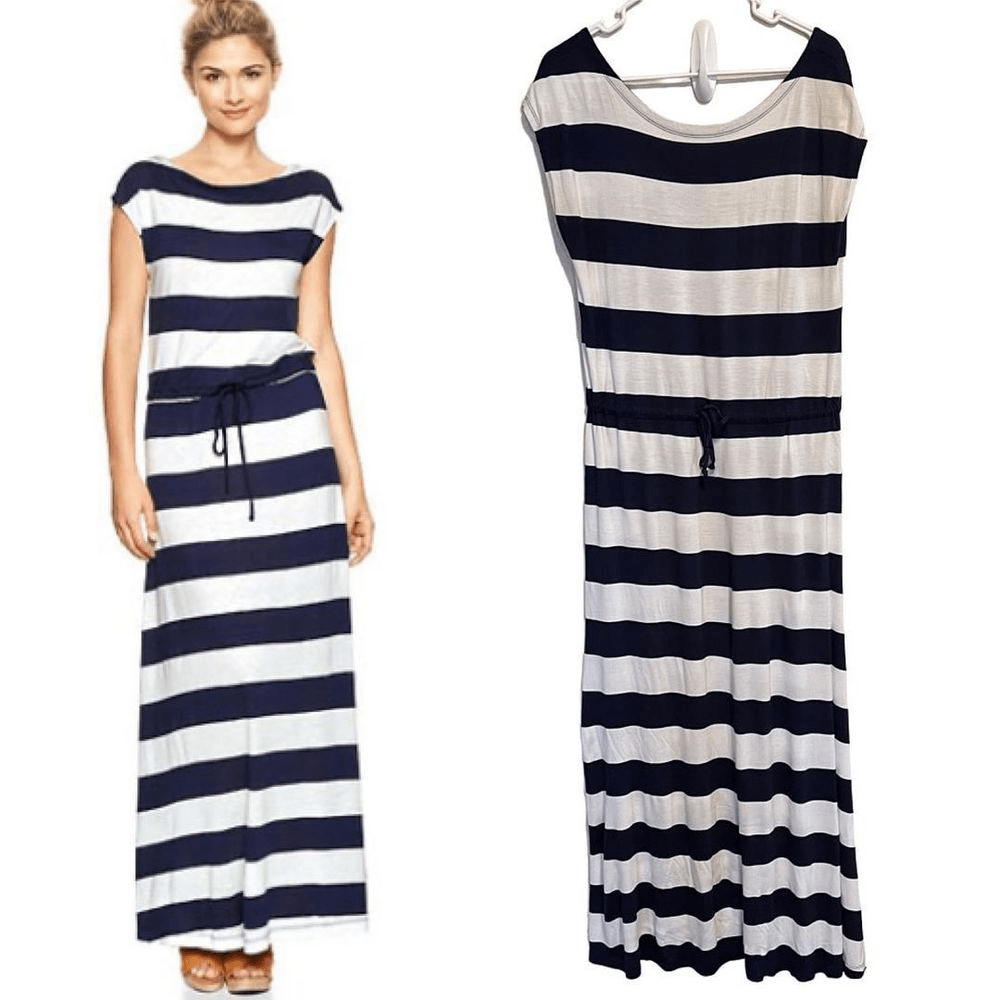 Gap- Women's Navy Blue and White Horizontal Striped Maxi Dress, Size Medium | eBay Gap- Women's Navy Blue and White Horizontal Striped Maxi Dress, Size Medium | eBay