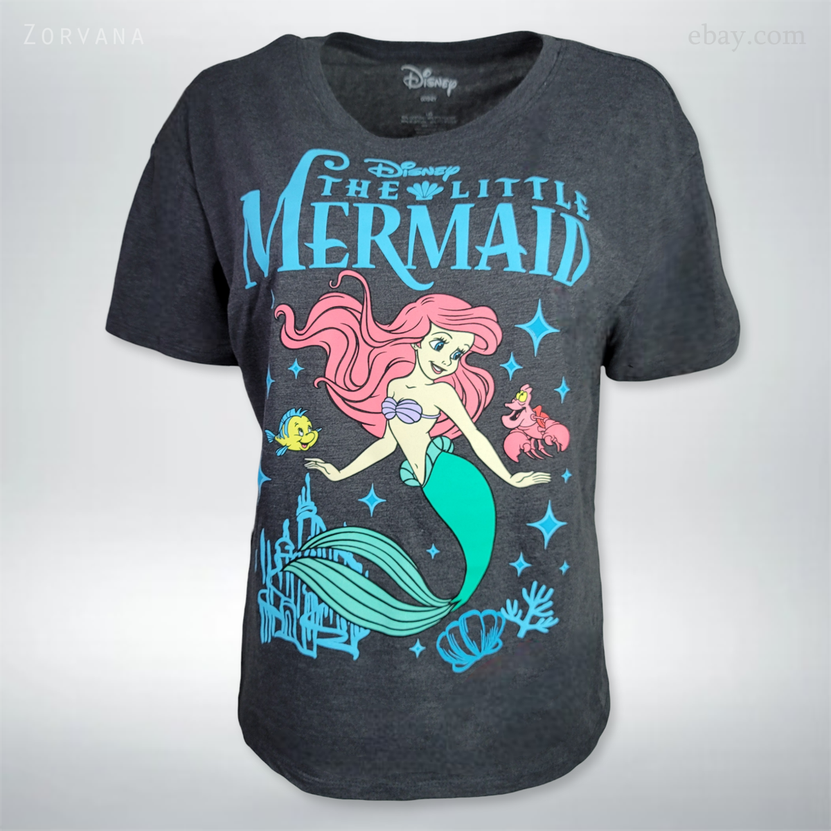 Disney The Little Mermaid Tシャツ Disney The Little Mermaid with Flounder & Sebastian Dark Gray T