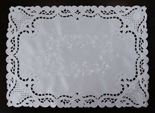 Solid White Beige Embroidered Floral Placemats Table Runner Wedding Bridal Decor