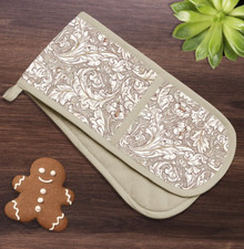 Image of William Morris Bachelors Button Floral Double Oven Glove Mitt Kitchen Linens