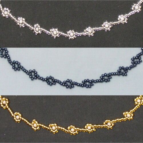 Single Daisy Beaded Necklace/Bracelet/Earrings Jewellery Set - Pearl - Picture 1 of 13