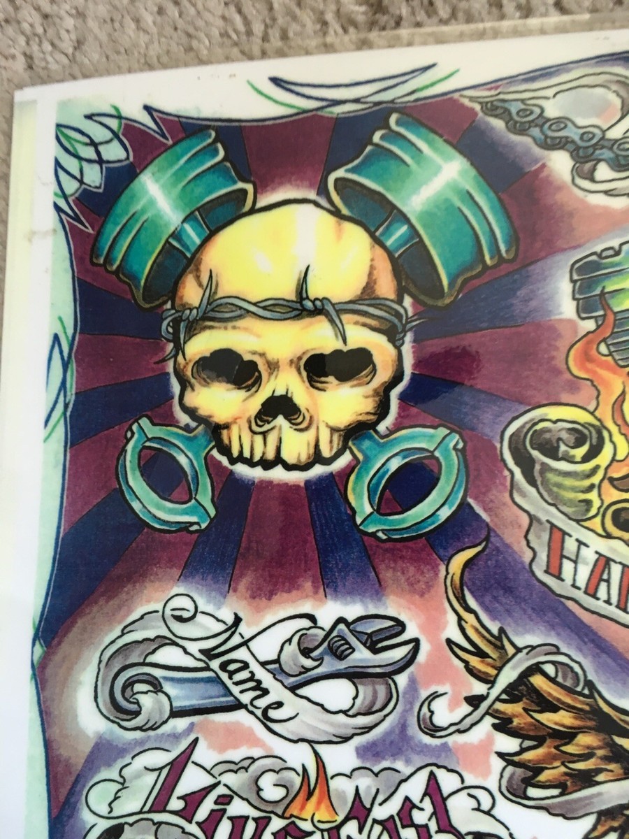 Tattoo Studio Shop Flash Single Sheet Harley-Davidson Skulls