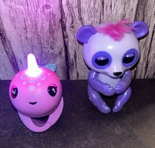 WowWee Fingerlings Toys Lot Of 2 - Purple Panda  Pink Narwhal Tested  Working