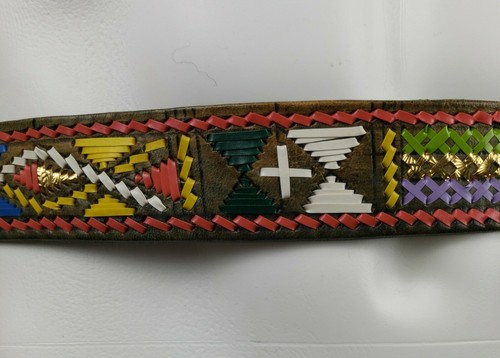 Western Elk Hide Leather Belt Lot 2 Buckskin Pouch Whip Stitch Americana 60s - Picture 8 of 24
