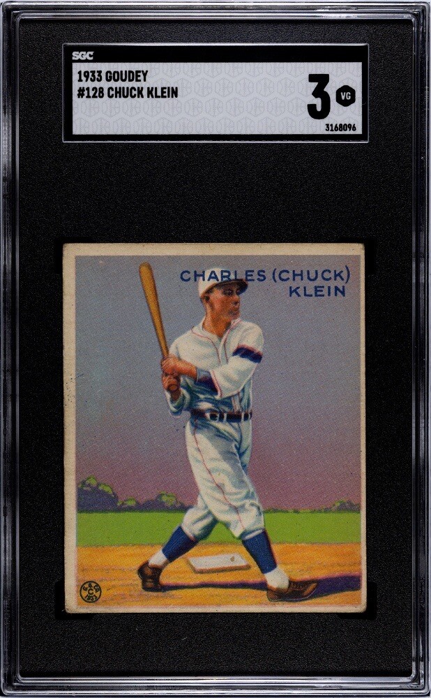 1933 Goudey Chuck Klein #128 SGC 3 “HOF & PHILLIES Legend”