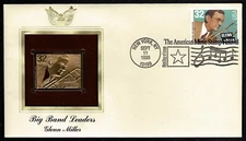 1996 Big Band Leaders - Glenn Miller - 22kt Gold Replica Stamp/FDC SC 3098
