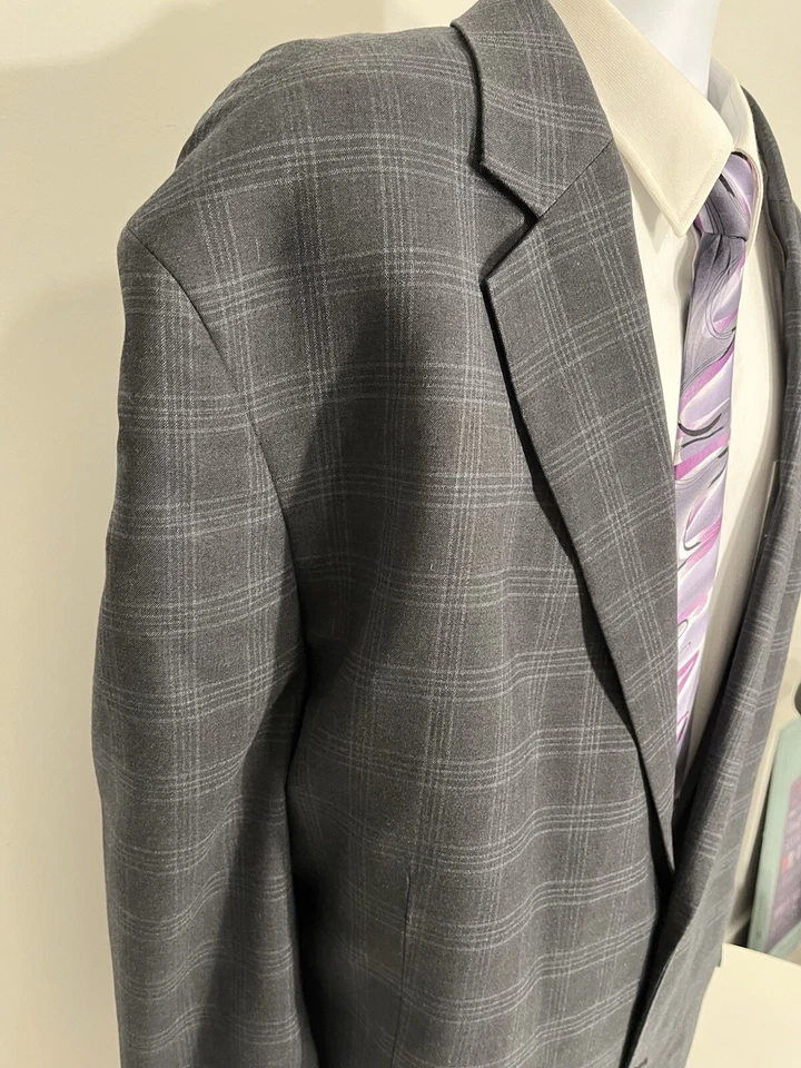 Geoffrey Beene Gris Con Ventana Azul Chaqueta Deportiva Hombre Grande Talla 58r 2B2V Foto 3 de 4