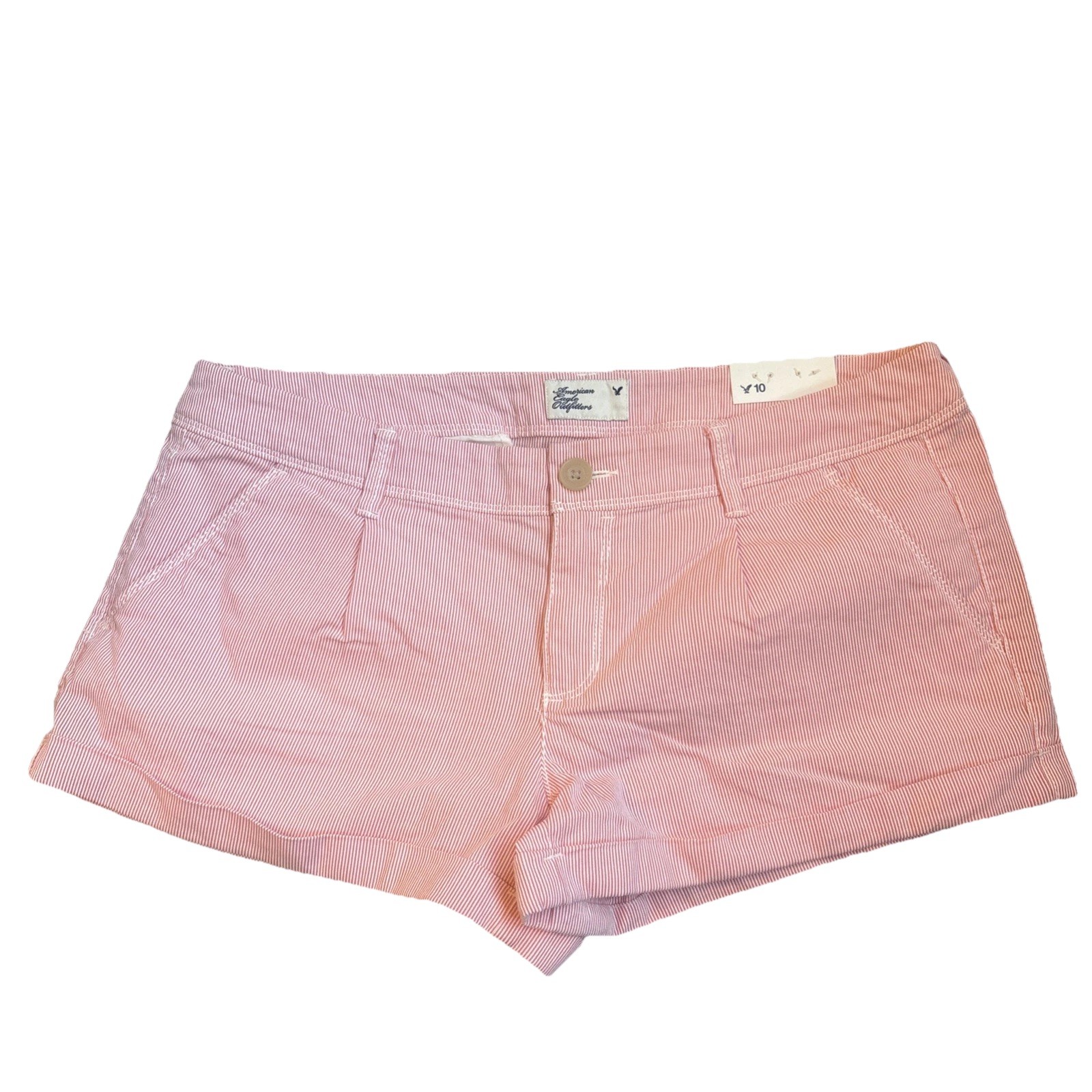 NEW American Eagle Women's Pink Y2K Rare Striped Shorts Inseam 3” VTG image 2