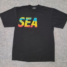 Wind And Sea Japanese Streetwear Mens Shirt Medium Black Big Letters Made In USA
