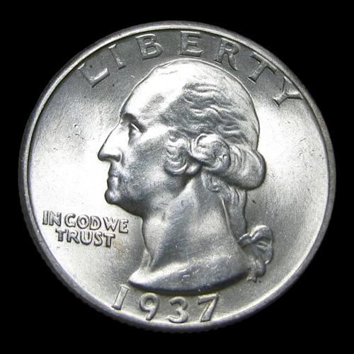 1937 Washington Quarter Silver ---- Gem BU+ Condition Coin ---- #KK401