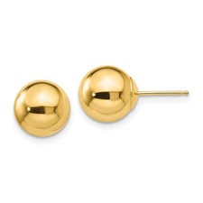 14k Yellow Gold Polished 9mm Ball Stud Earrings 0.75gm L 9mm, W 9mm