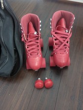 C SEVEN C7 Skates Quad Roller Skates Women  s Size 6 Red color, bag and stoppers