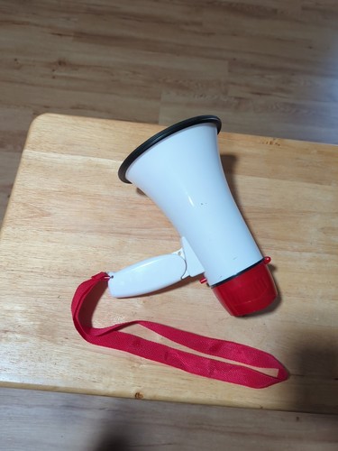2 Stück weiß und rot Megaphon Bullhorn mit Mikrofon und Alarm SOUND VERSTÄRKER - Bild 4 von 6