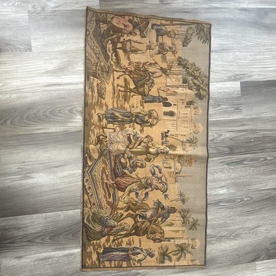 Woven Fabric Wall Tapestry Middle Eastern Market Architecture Scene Horizontal