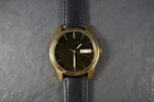 Vintage Seiko Quartz Day Date Gold Tone Black Men's 7N43-9048 Day-Date (New Bat)