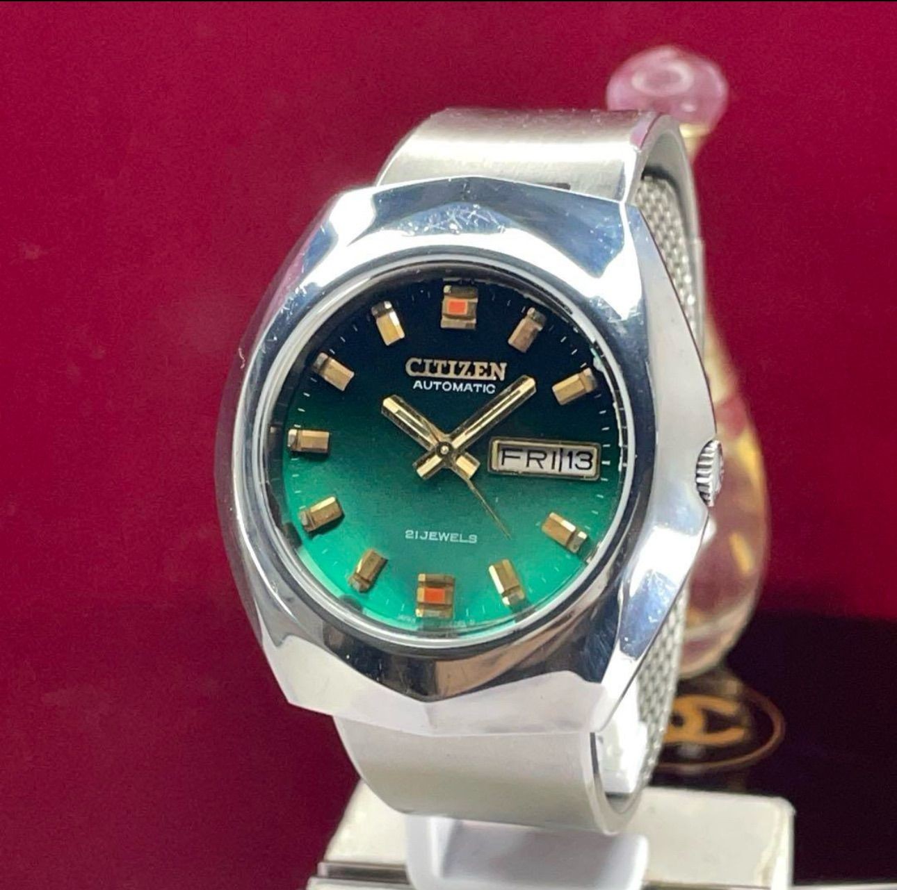 Citizen Automatic 21J Green Dial Vintage Watch Japan Made Pre-Owned image 4