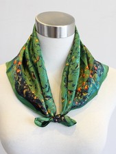   Cuiniao Flower Vine Print 100 Mulberry Silk Shawl Scarf Necktie Kerchief 21"
