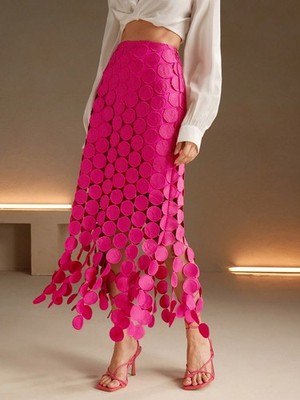 Anewsta Laser Cut Multi Circle Double Layered Skirt