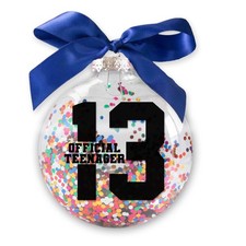 13th Birthday Official Teenager Christmas Ornament, Multi-Colored Glitter Con...