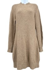 ABERCROMBIE & FITCH Women's M Tan Oatmeal Mock Neck Long Sleeve Sweater Dress