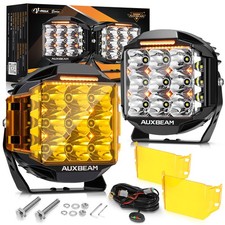 2x Auxbeam 7 26100lm Round Led Driving Lights Spot Flood Combo Spotlights Pods