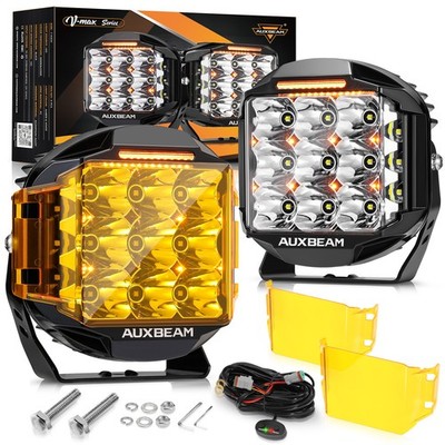 2x AUXBEAM 7'' 26100LM Round LED Driving Lights Spot Flood Combo Spotlights Pods