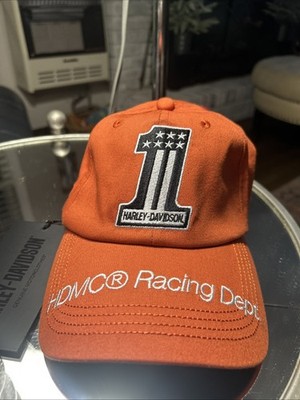 NWT Harley Davidson Motorcycle Club #1 Racing Dept Embroidery Dad Hat Orange Cap