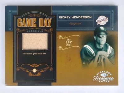 2005 TIMELESS TREASURES GAME DAY MATERIALS #GDM8 RICKEY HENDERSON #/100 bat card