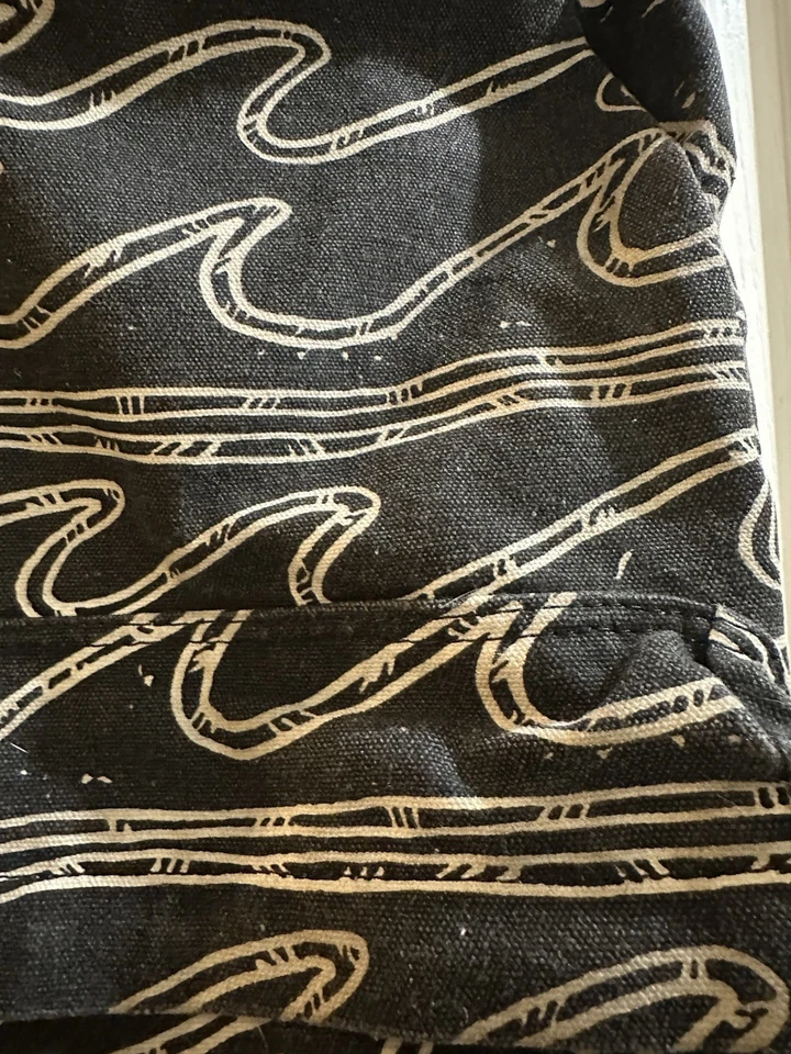 Billabong Black/White Abstract Wave Backpack Canvas Lightweight School Travel - Image 3 of 4