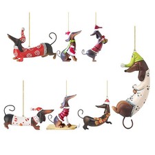 7 Pcs Dachshund Dog Christmas Tree Ornament 2D Interesting Holiday Home Decor