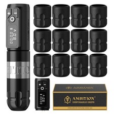 Ambition Soldier Rotary Tattoo Gun Kit Tattoo Cartridge Machine Pen with 12pc...